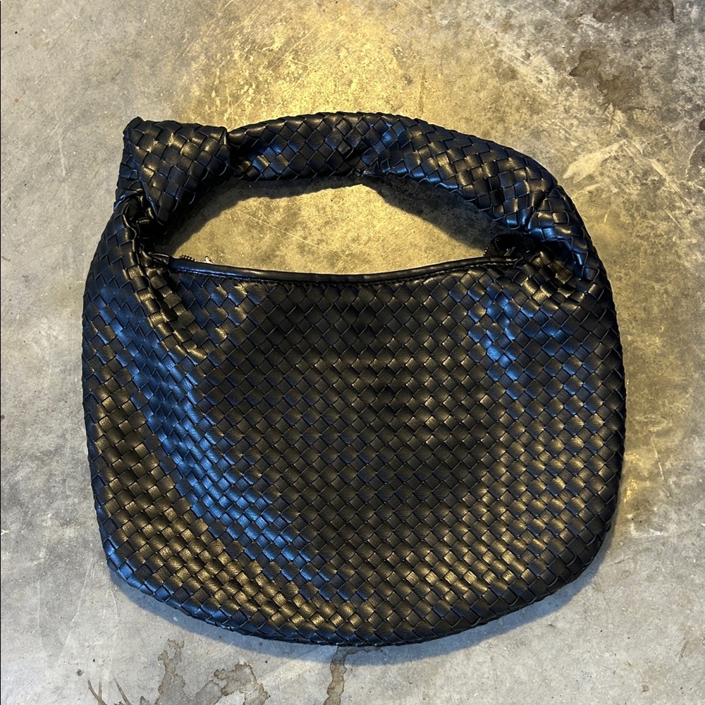 Melie Bianca Woven Black Bag